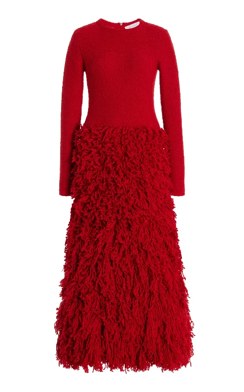 Turner Knit Maxi Dress in Scarlet Red Virgin Wool Cashmere Silk