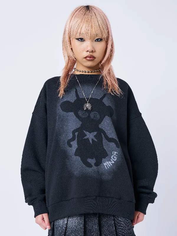 Unworldly Black Graphic Sweatshirt