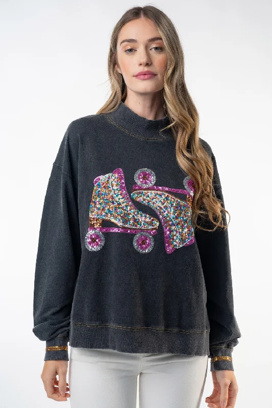 White Birch Skate Sequin Embellished Sweatshirt