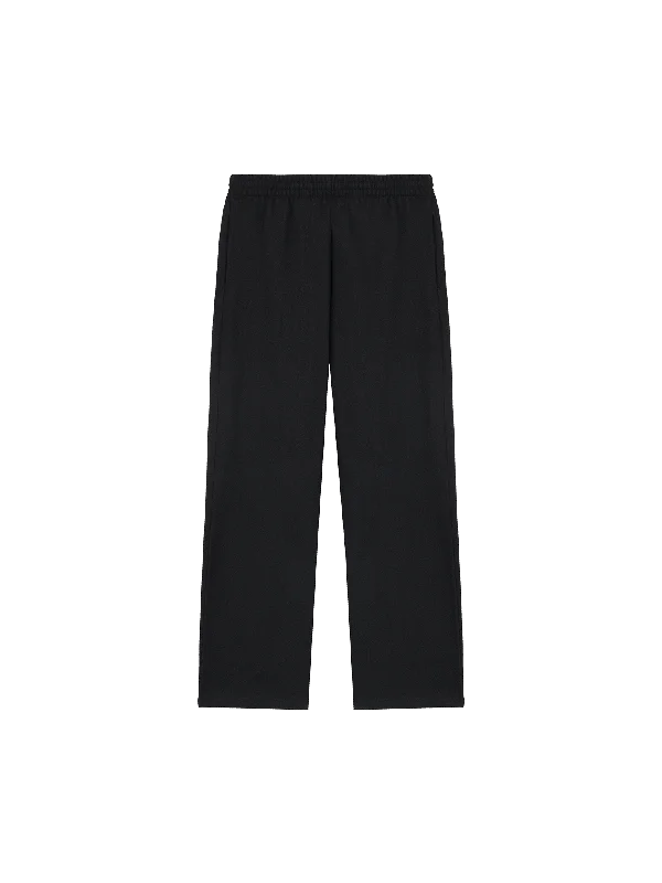 Womens Recycled Wool Jersey Wide-Leg Track Pants—black