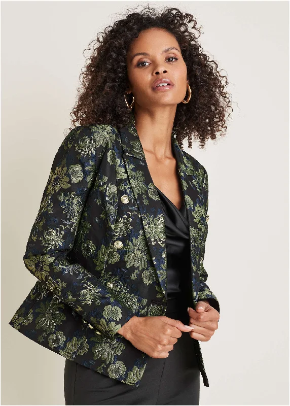 Jacquard Blazer - Navy Combo