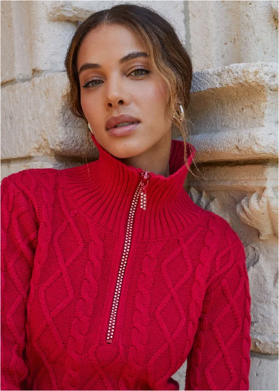 Zip Pullover - Equestrian Red