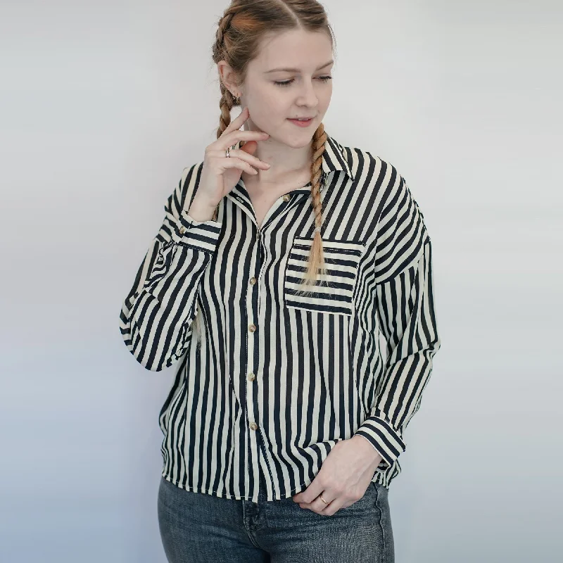 Striped Blouse (Taupe + Black)