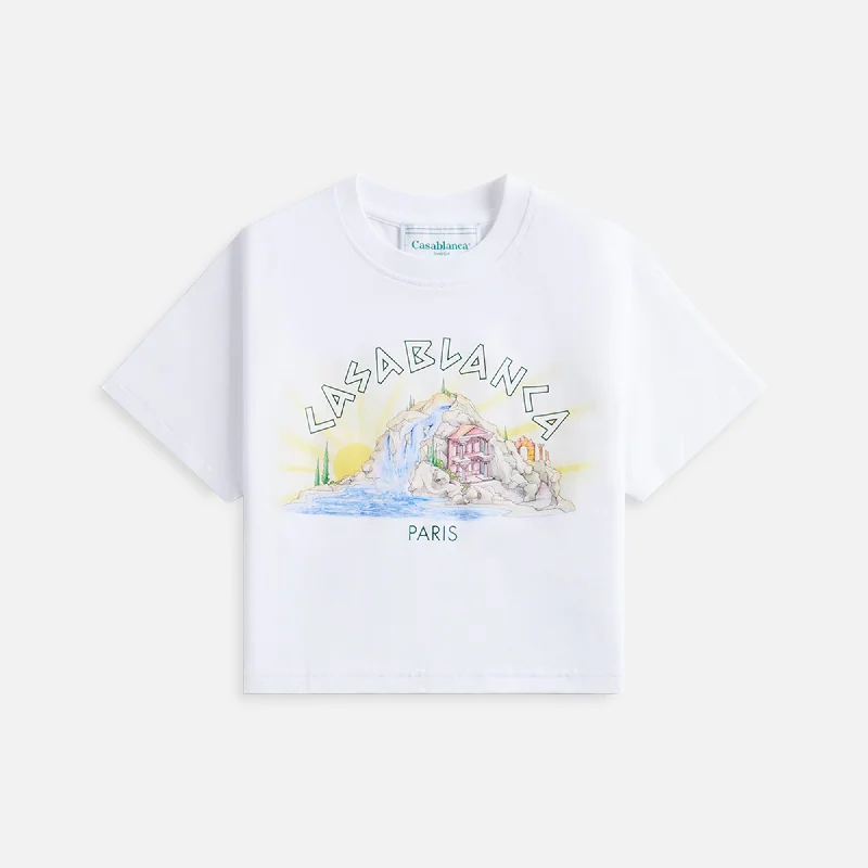 Casablanca Mountain River Printed Baby Tee - White