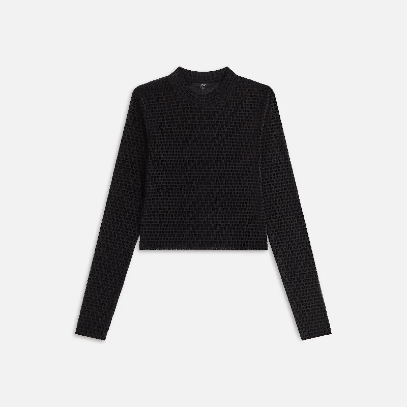 Kith Women Mulberry Monogram Mesh Long Sleeve Tee - Black