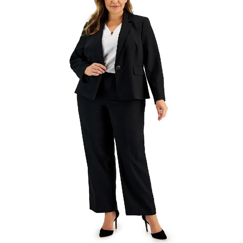 Le Suit Womens Plus Solid  One-Button Blazer