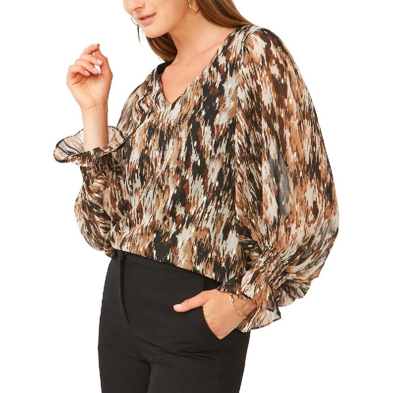 MSK Womens Petites Office V-Neck Blouse