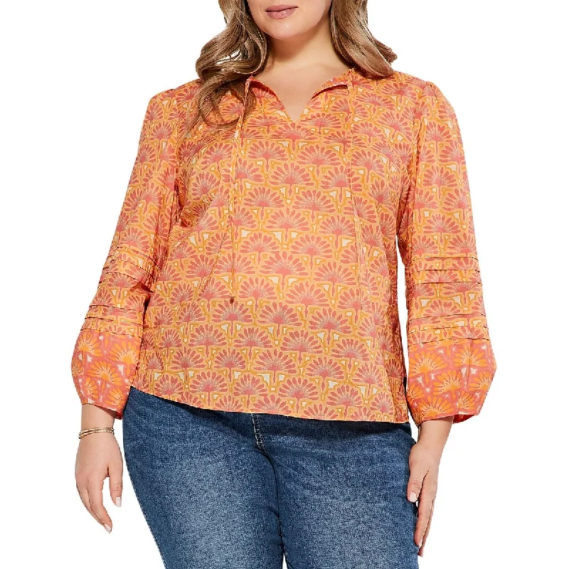 Nic + Zoe Womens Plus Cotton Blouse