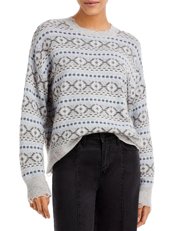 Womens Cashmere Printed Pullover Sweater