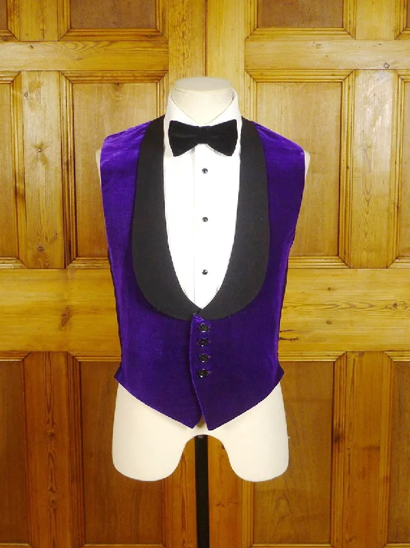 24/0544 wonderful vintage edwardian purple silk velvet shawl evening waistcoat 35-36