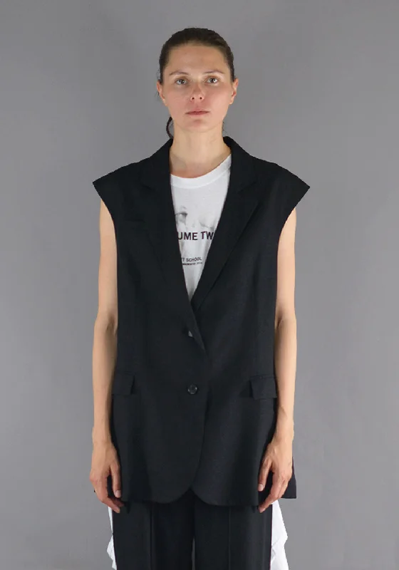 ART SCHOOL MJCKT003 OVERSIZED TAILORED SLEEVELESS SUIT JACKET BLACK