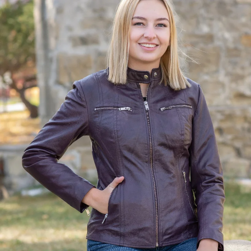 BOL Women's Zip Pocket Leather Jacket