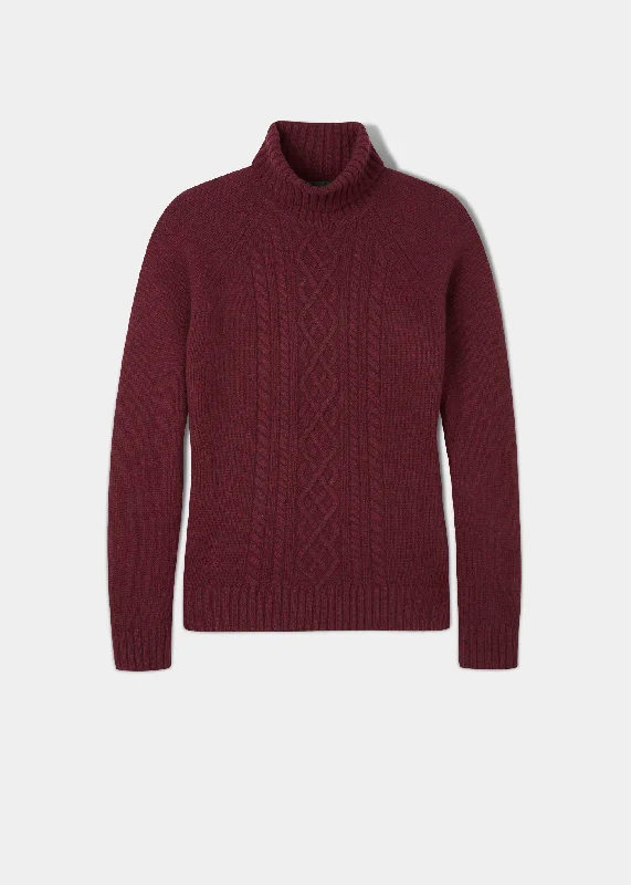 Brightmere Ladies Roll Neck Jumper In Bordeaux