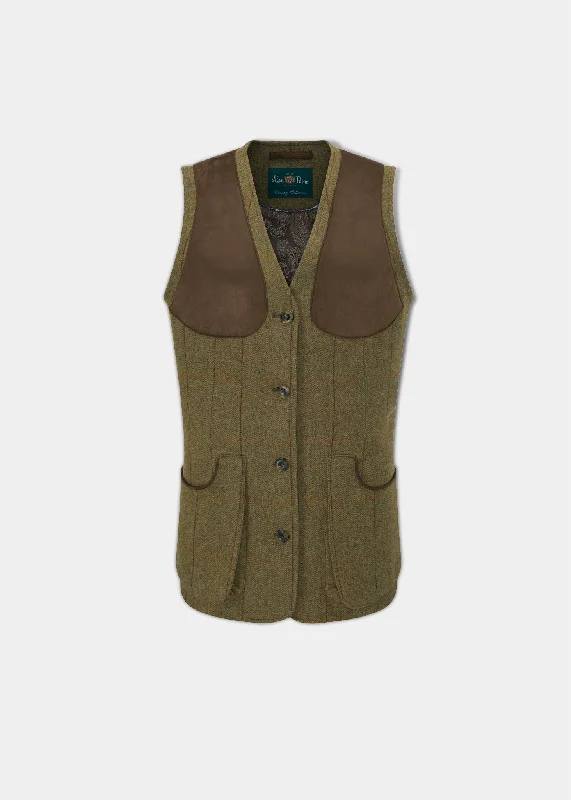 Combrook Ladies Tweed Shooting Waistcoat In Grove - Regular Fit