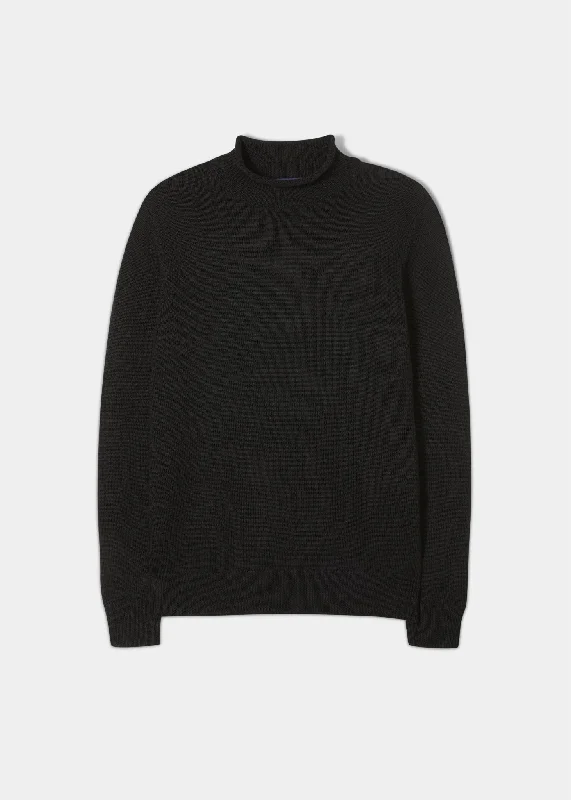 Fordwich Rolled Collar Jumper In Black - Regular Fit