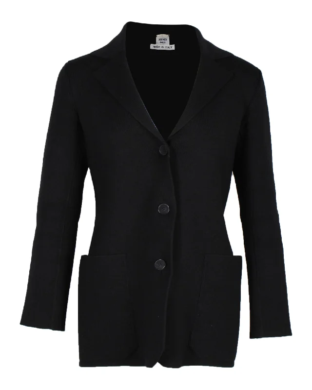 Hermes Knit Blazer in Black Wool