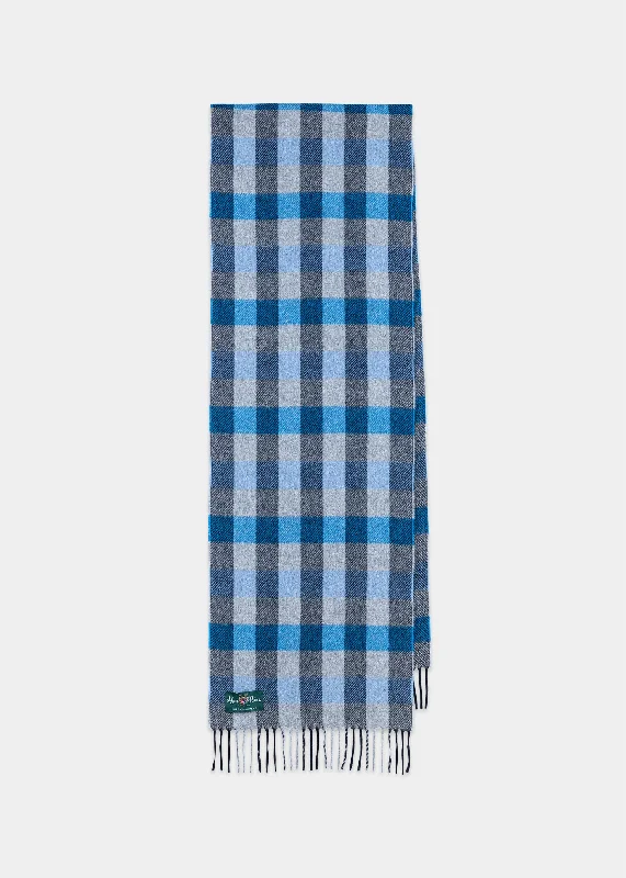 Kinsley Cashmere Check Scarf In Blue