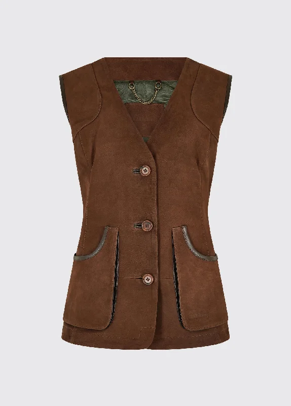 Allendale Leather Gilet - Walnut