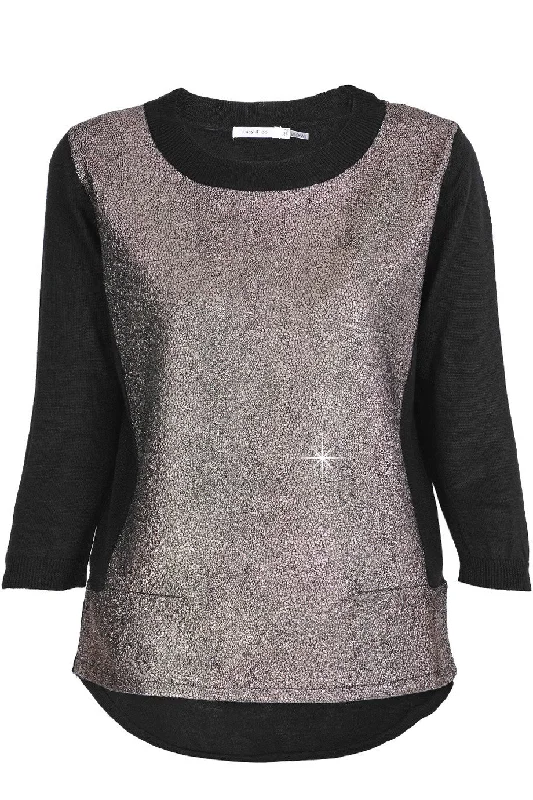 ALIN Black Nacre Crackled Blouse