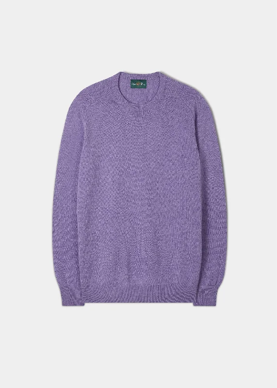 Men's Lambswool Crew Neck Jumper in Violet - Classic Fit