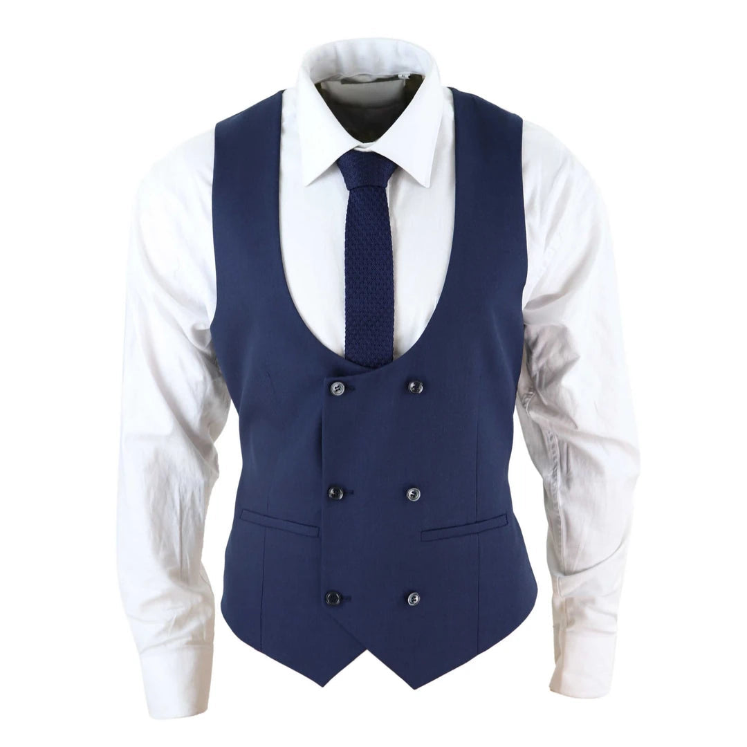 Perry - Men's Navy Double Breasted Classic Office Formal