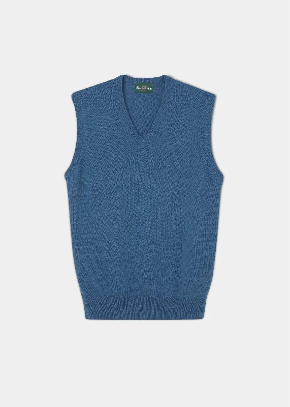 Norfolk Lambswool Slipover in Teal Blue - Classic Fit