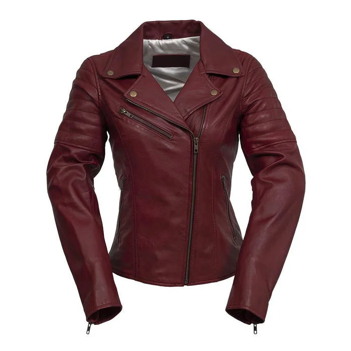 Princess - Women's Fashion Lambskin Leather Jacket (Oxblood)