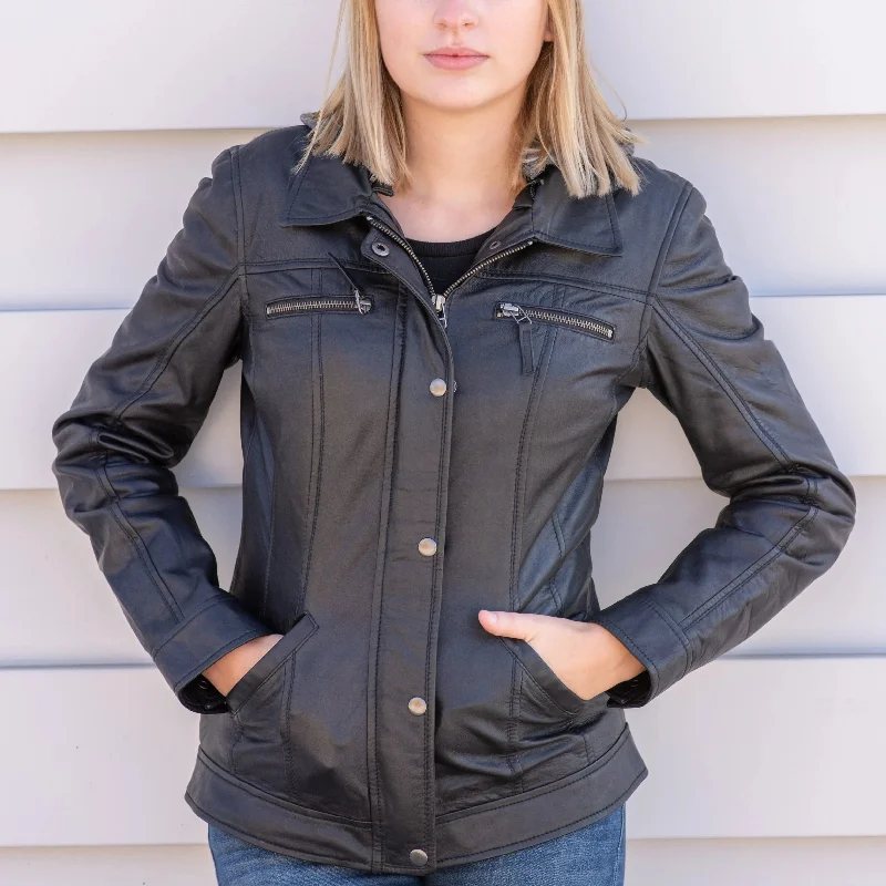 BOL Women's Removable Hood Leather Jacket