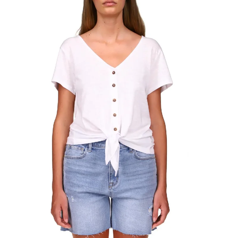 Sanctuary Womens Side Tie Cotton Blouse