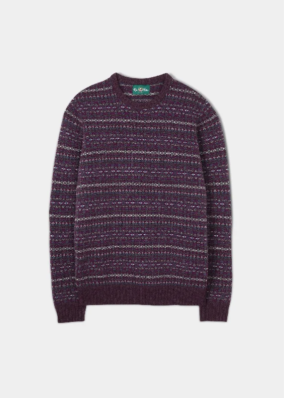 Towthorpe Men's Lambswool Fairisle Black Grape Jumper - Regular Fit