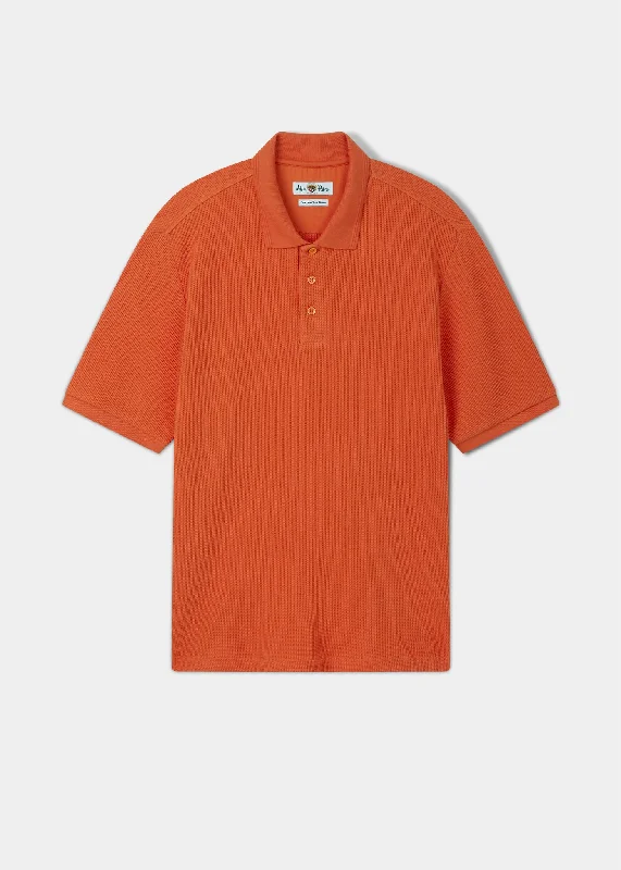 Whitwell Short Sleeve Waffle Stitch Polo In Amber