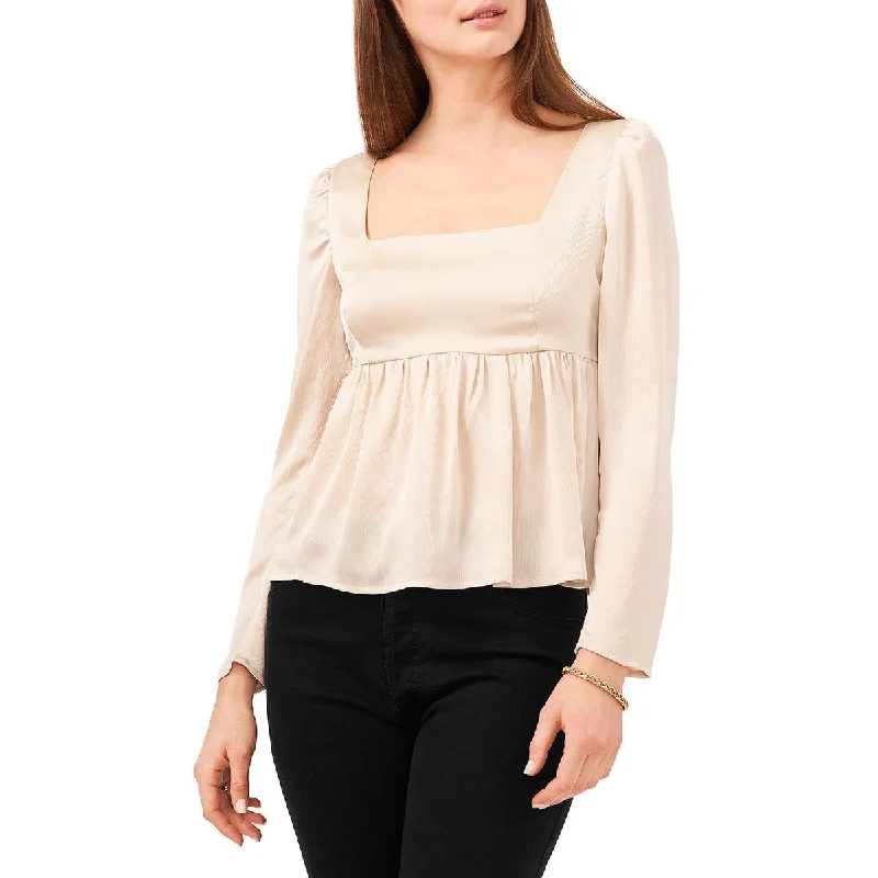 1.State Womens Winter Luxe Square neckline Puff Sleeve Blouse