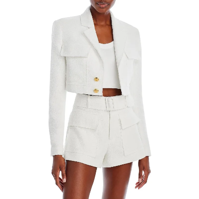 A.L.C. Womens Banks Cropped Textured Two-Button Blazer