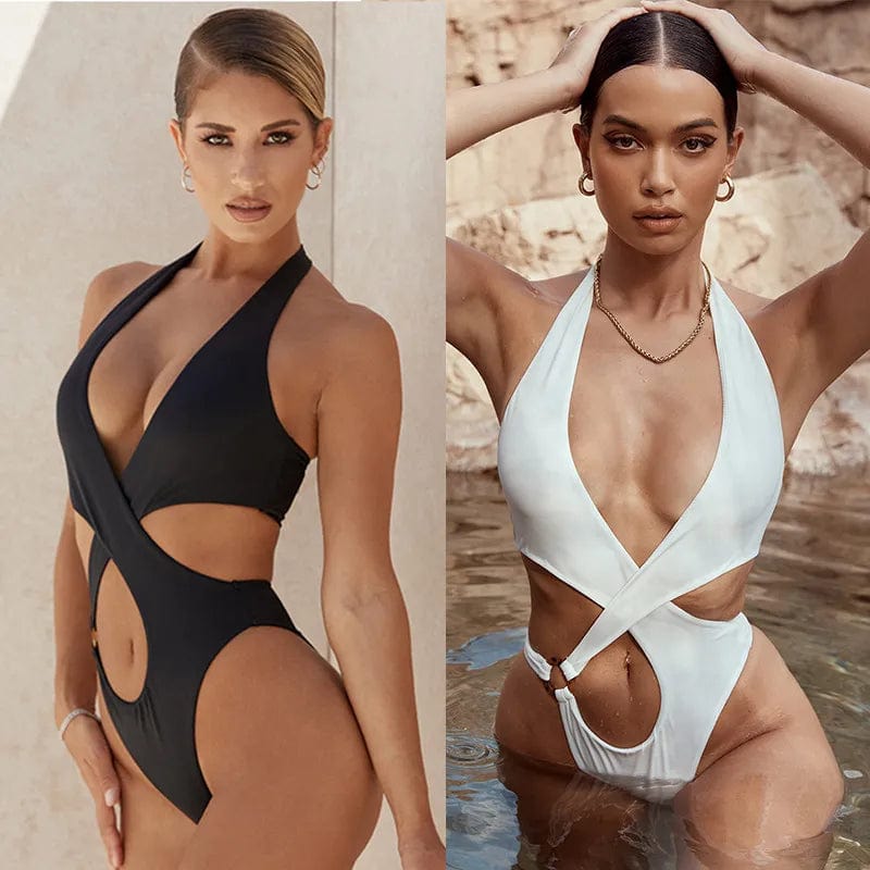 Chic and Comfortable: One-Piece Brazilian Micro Bikini Set for Women, Ideal for a Stylish Swim at the Beach or Pool in White or Black