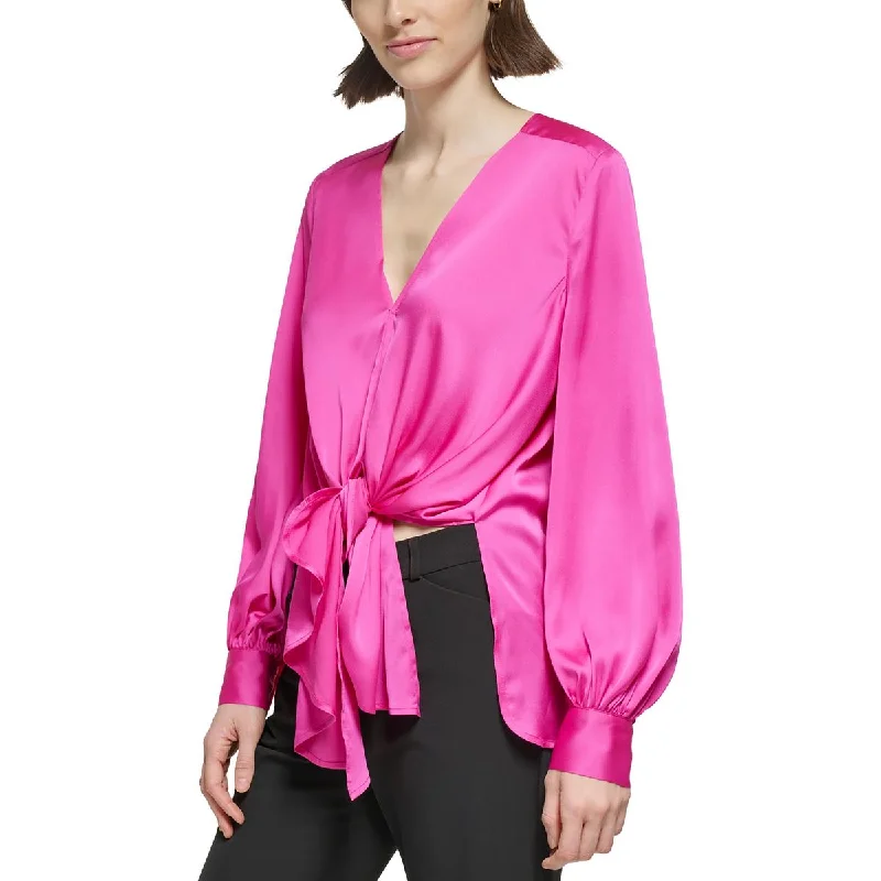 Donna Karan Womens Solid Polyester Blouse