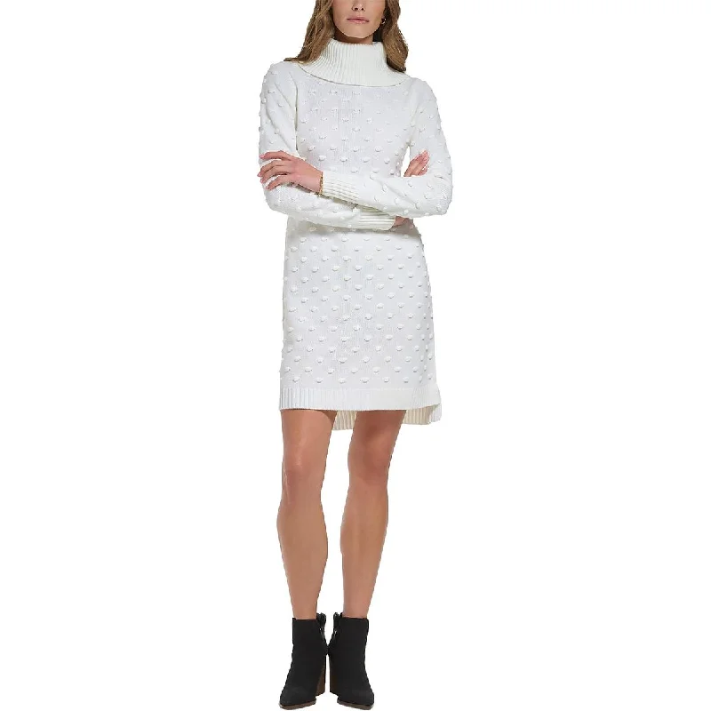 Jessica Howard Womens Petites Textured Turtleneck Sweaterdress