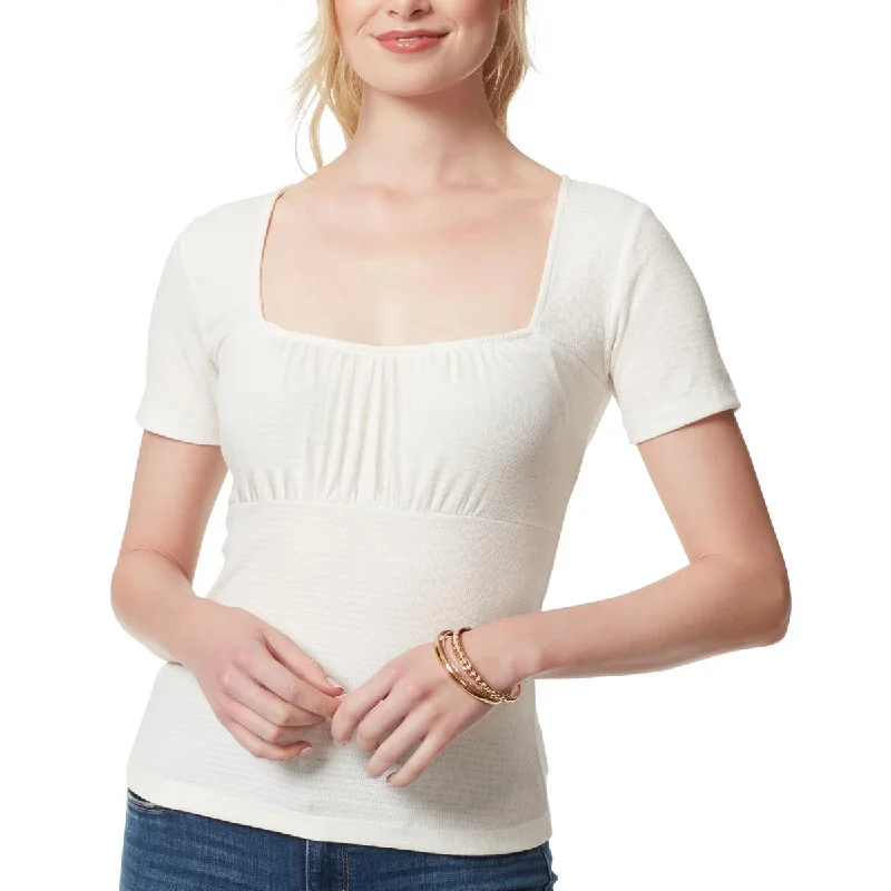 Jessica Simpson Womens Ruched Square-Neck Pullover Top