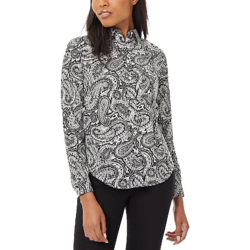 Jones New York Womens Cotton Paisley Blouse