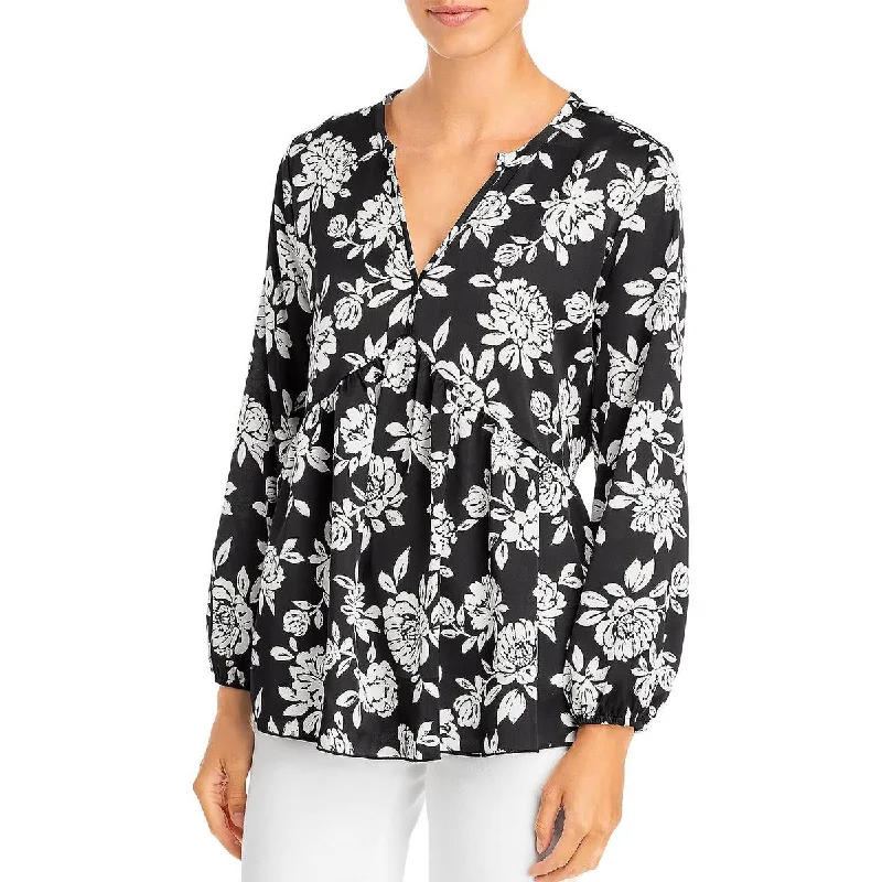 K & C Womens Sateen Floral Blouse