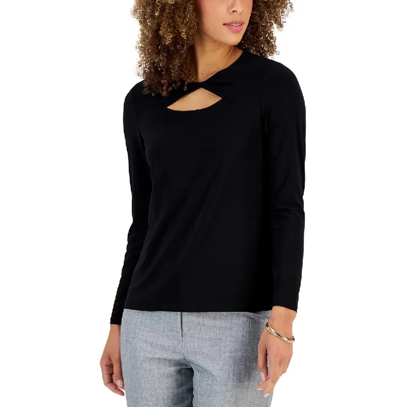 Kasper Womens Twisted Neck Date Night Blouse