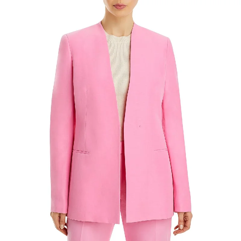 Lafayette 148 New York Womens Linen Business Collarless Blazer