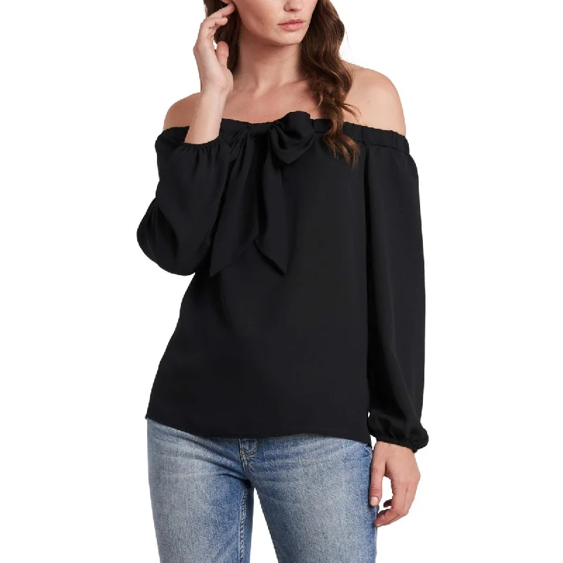 Riley & Rae Womens Juniors Maybelle Off The Shoulder Bow Blouse