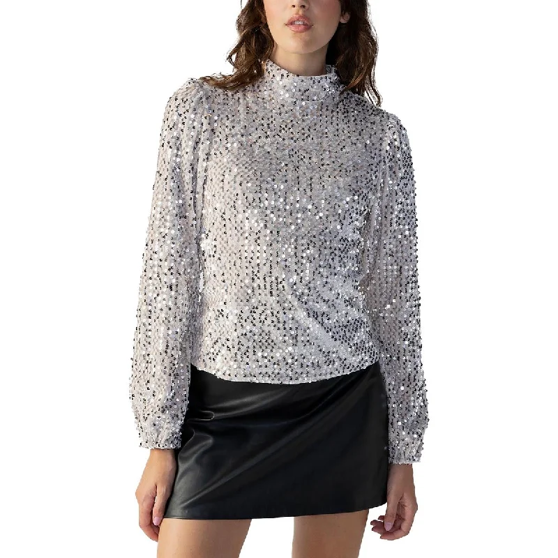 Sanctuary Womens Sequined Blouse