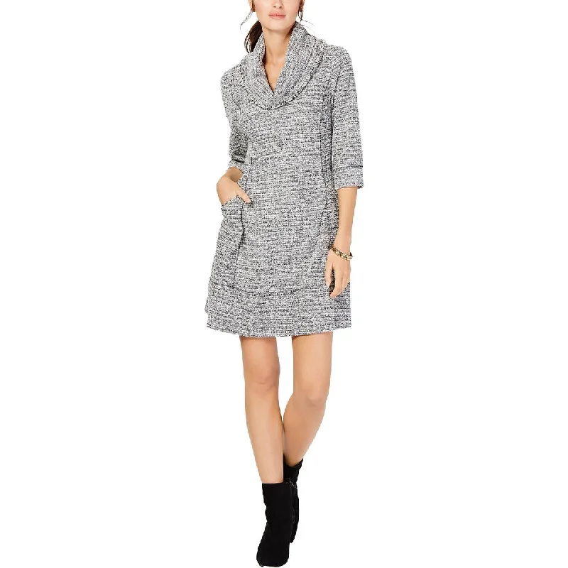 Signature By Robbie Bee Womens Petites Cowlneck Comfy Sweaterdress