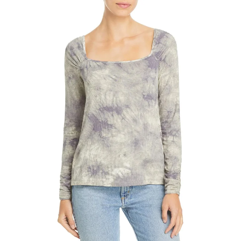 Single Thread Womens Tie-Dye Ruched Pullover Top