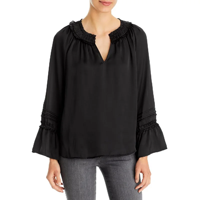 Vince Camuto Womens Satin Split Neck Blouse