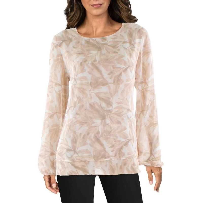 Anne Klein Womens Sheer Double-Layer Blouse