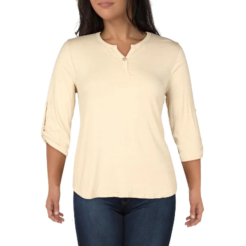 Coin 1804 Womens Plus Slub Knit Blouse