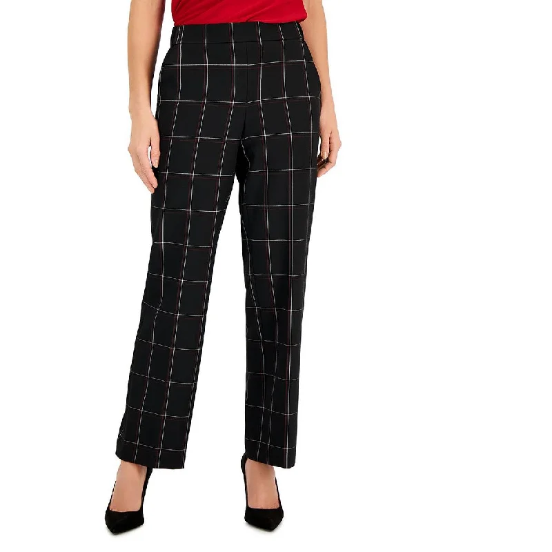 Kasper Womens Window Pane Straight Leg Dress Pants