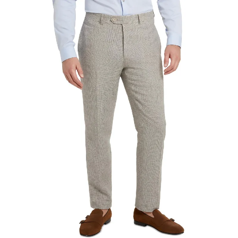 Tallia Mens Linen Houndstooth Suit Pants